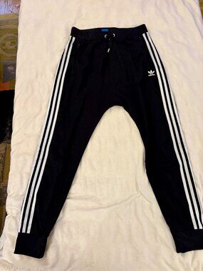 Adidas Track Pants Black White Stripe Size Small